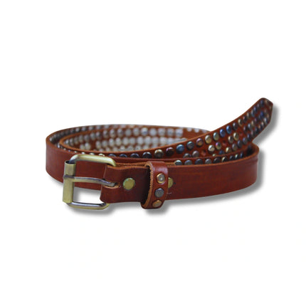 Cinturón de Piel con Tachuelas Multicolores | Estilo Glam Rock (CJ930)