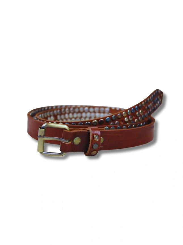 Cinturón de Piel con Tachuelas Multicolores | Estilo Glam Rock (CJ930)