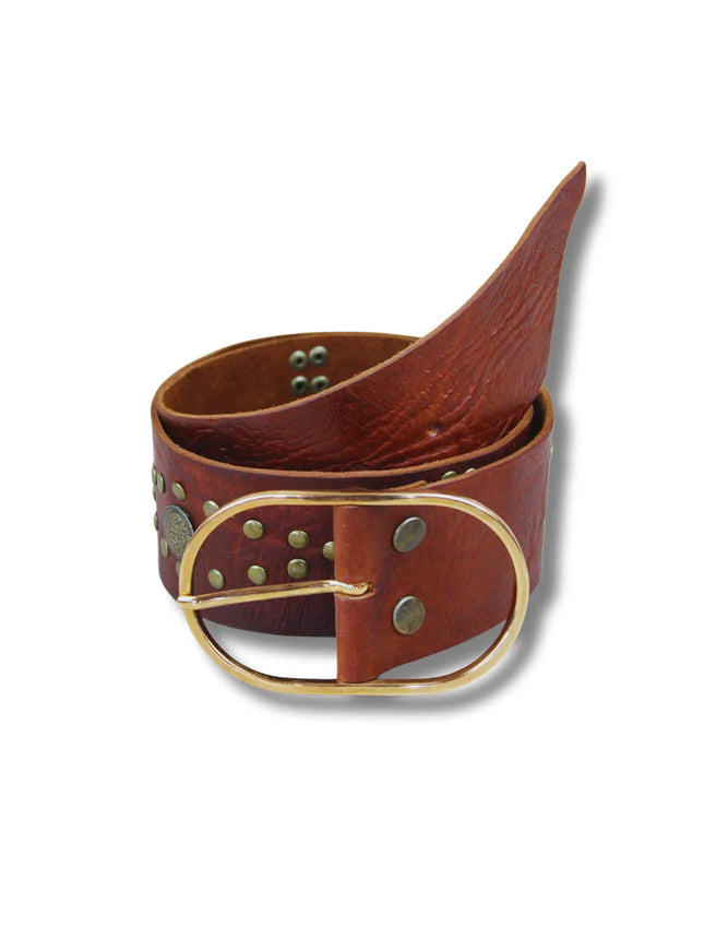 Cinturón Ancho de Piel con Tachuelas | Estilo Rockero (CJ62030/1)
