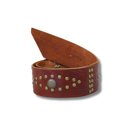Cinturón Ancho de Piel con Tachuelas | Estilo Rockero (CJ62030/1)
