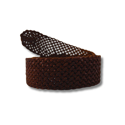 Cinturón Ancho de Cuero Trenzado | Hebilla Étnica Decorativa (CJ62072)