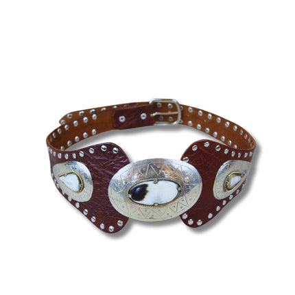 Cinturón Ancho de Piel con Conchos y Tachuelas | Estilo Western (CJ6420)