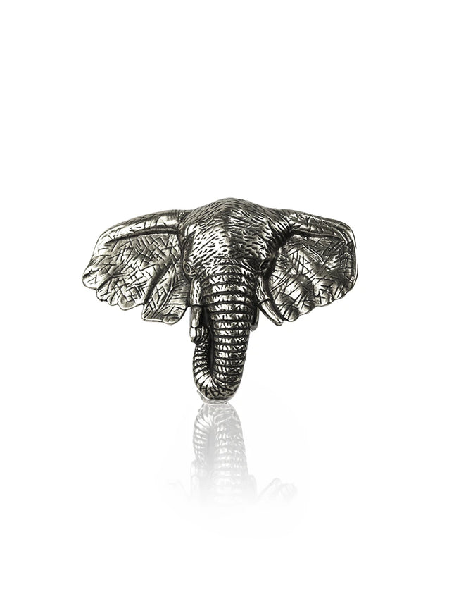 Hebilla Artesanal de Elefante para Cinturón | Plata Envejecida (CJ3411/1)